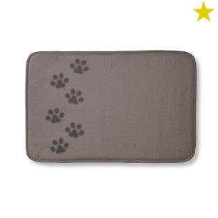 Tapis De Bain Jolie empreinte de patte de chat gris noir ombre