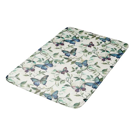 Tapis De Bain Jolie Fête des mariées de papillons bleus (Angle)