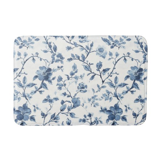 Tapis De Bain Jolie Fleur Blanche Bleue   (Devant)