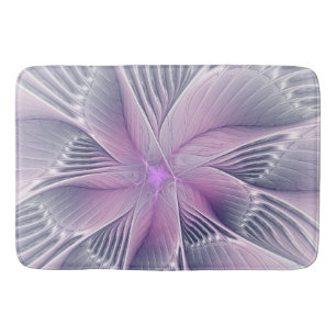 Tapis De Bain Jolie fleur rose abstraite moderne art fractal