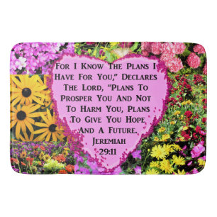 TAPIS DE BAIN JOLIE FLORALE JEREMIAH 29:11 BIBLE