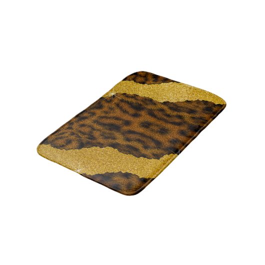 Tapis De Bain Jolie Impression de Léopard en Cuir avec Paillette (Angle)
