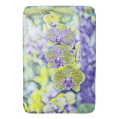 Tapis De Bain Jolie orchidée jaune violet fleurs aquarelle (devant Vertical)