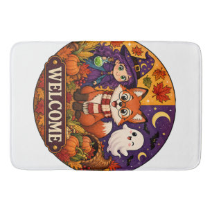 Tapis De Bain Jolie Renard Halloween Sorcière Fantôme Automne Bi