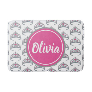 Tapis De Bain Jolie rose Princess Party Silver Tiara Crown