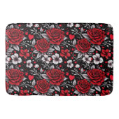Tapis De Bain Jolie, Rouge, Roses noires et blanches, Coeurs (Devant)