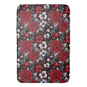 Tapis De Bain Jolie, Rouge, Roses noires et blanches, Coeurs (devant Vertical)
