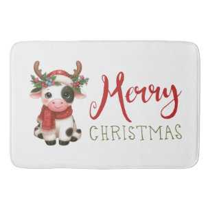 Tapis De Bain Jolie vache de Noël mignonne