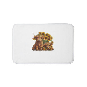 Tapis De Bain Jolie vache écossaise Highland Sunflower Mothers D