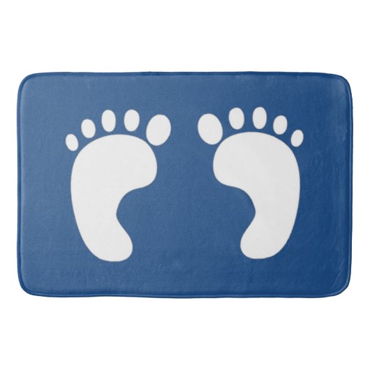 Tapis De Bain Jolies Empreintes sur Bleu (Devant)