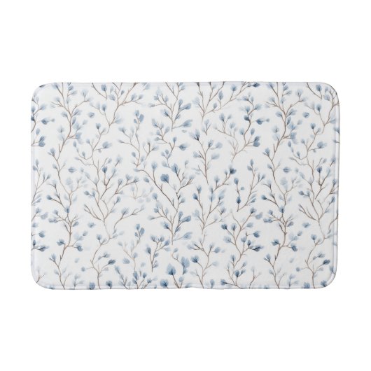 Tapis De Bain Jolies Fleurs Blanches Bleues   (Devant)