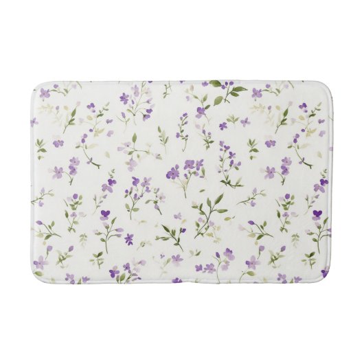 Tapis De Bain Jolies Fleurs Blanches Violettes (Devant)