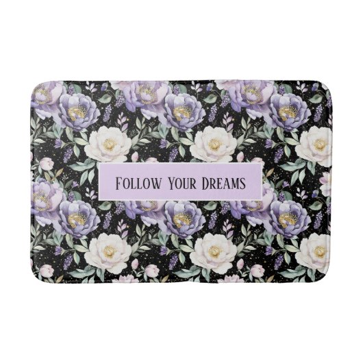 Tapis De Bain Jolies Fleurs Blanches Violettes (Devant)