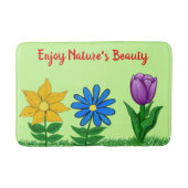 Tapis De Bain Jolies Fleurs Vertes (Devant)