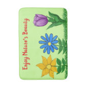 Tapis De Bain Jolies Fleurs Vertes (Devant (Vertical))