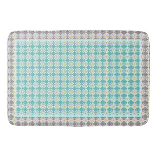 Tapis De Bain Jolies marguerites blanches sur la frontière bleue