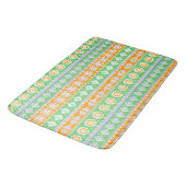 Tapis De Bain Jolis motifs ethniques orange et vert (Angle)