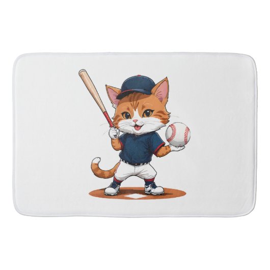 Tapis De Bain Joueur de baseball chat (Devant)