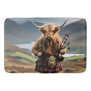Tapis De Bain Joueur de cornemuse de vache des Highlands écossai