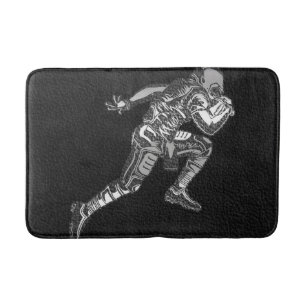 Tapis De Bain Joueur de football courant quarterback noir argent