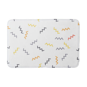 Tapis De Bain Joueuse, colorée, tendance, moderne zigzags memphi
