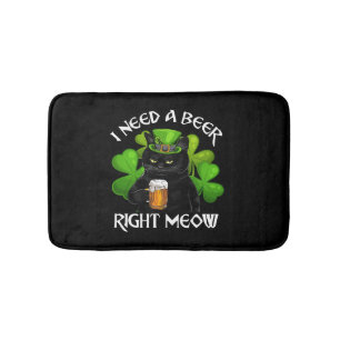 Tapis De Bain Jour de la Saint Patrick De Bière Noir Chat Pour I