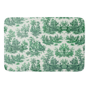 Tapis De Bain Jouy de toile vintage fleurie verte