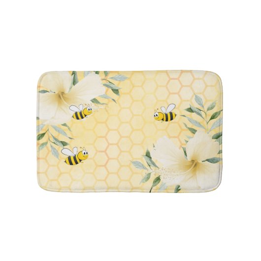 Tapis De Bain Joyeuse bumble abeilles jaune nid d'abeille doux (Devant)
