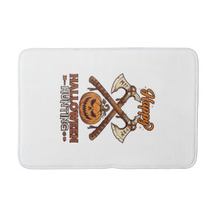 Tapis De Bain Joyeuse chasse d'Halloween Haches croisées Citroui