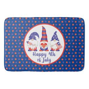 Tapis De Bain Joyeux 4 juillet Gnomes Rouge Blanc Bleu