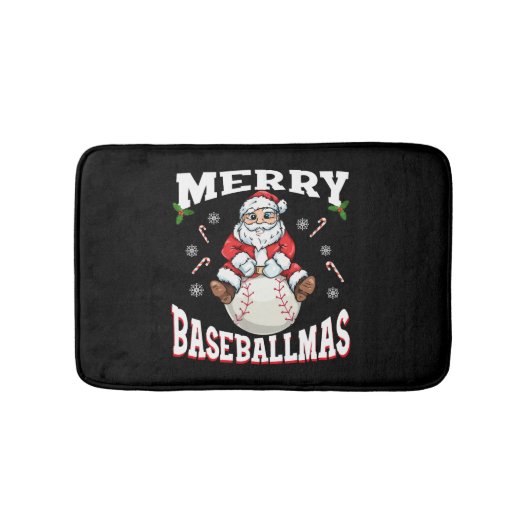 Tapis De Bain Joyeux Baseballmas Drôle Noël Baseball Père Noël (Devant)