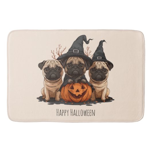Tapis De Bain Joyeux Carlins d'Halloween Jack O Lanterns (Devant)