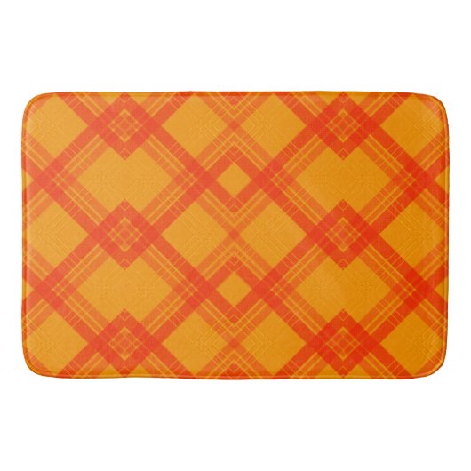 Tapis De Bain Joyeux Chèques Rouge & Jaune/Orange (Devant)