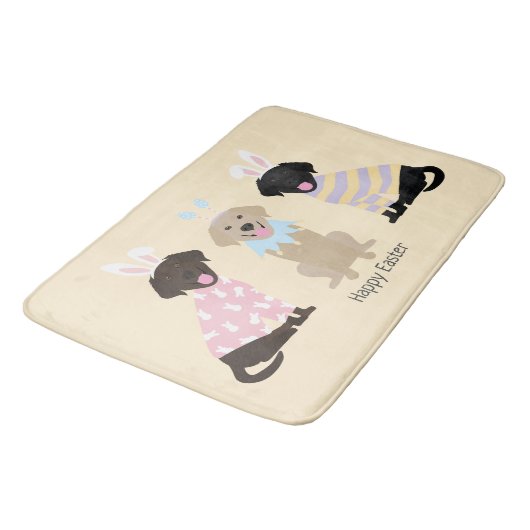 Tapis De Bain Joyeux Chiens d'excursion de Pâques Labrador (Angle)
