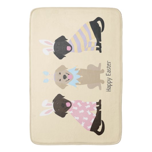 Tapis De Bain Joyeux Chiens d'excursion de Pâques Labrador (devant Vertical)
