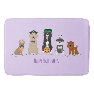Tapis De Bain Joyeux Chiens d'Halloween violet