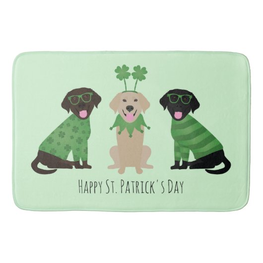 Tapis De Bain Joyeux Chiens du Labrador Jour de la Saint Patrick (Devant)
