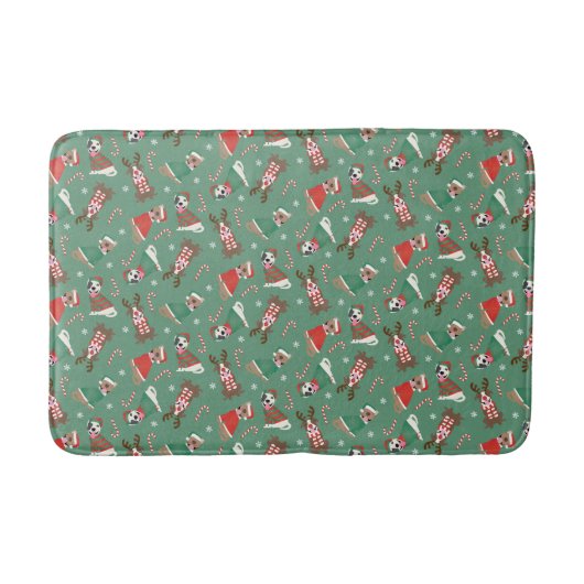 Tapis De Bain Joyeux Chiens taureaux de marque de Noël (Devant)