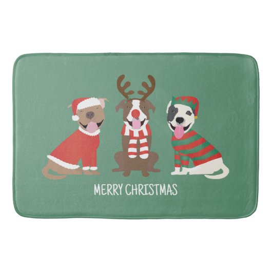 Tapis De Bain Joyeux Chiens taureaux de marque de Noël (Devant)