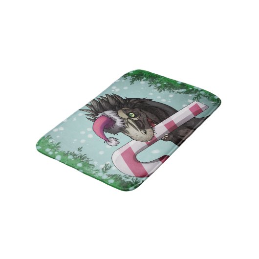 Tapis De Bain Joyeux dinosaure de Noël (Angle)