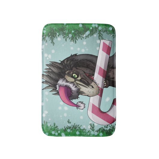 Tapis De Bain Joyeux dinosaure de Noël (Devant (Vertical))