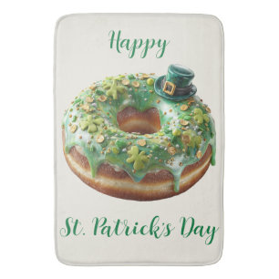 Tapis De Bain Joyeux donut de la Saint-Patrick avec chapeau de l