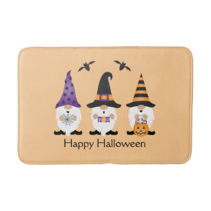 Tapis De Bain Joyeux Gnomes d'Halloween violet orange