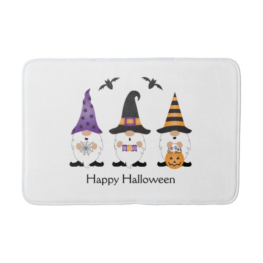 Tapis De Bain Joyeux Gnomes d'Halloween violet orange (Devant)