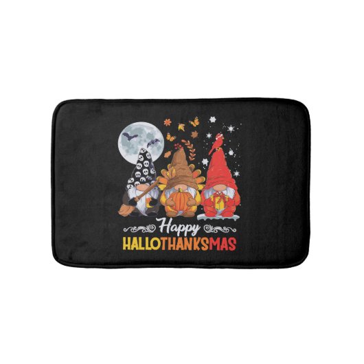 Tapis De Bain Joyeux Hallothanksmas Gnomes Halloween Thanksgivin (Devant)
