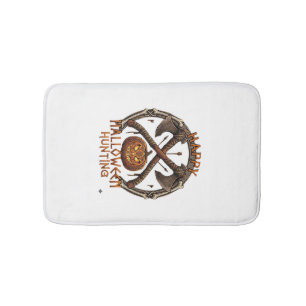 Tapis De Bain Joyeux Halloween Chasse Citrouille Haches Croisées