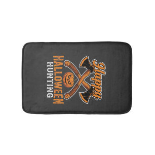 Tapis De Bain Joyeux Halloween Chasse Haches Croisées Citrouille