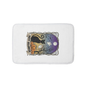 Tapis De Bain Joyeux Halloween Chat Noir Fantômes Citrouilles_1