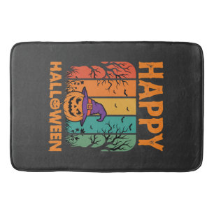 Tapis De Bain Joyeux Halloween Citrouille Vintage Vecteur