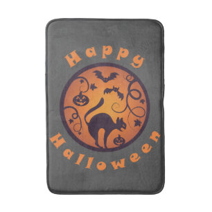 Tapis De Bain Joyeux Halloween lanterne chat noir araignées et c